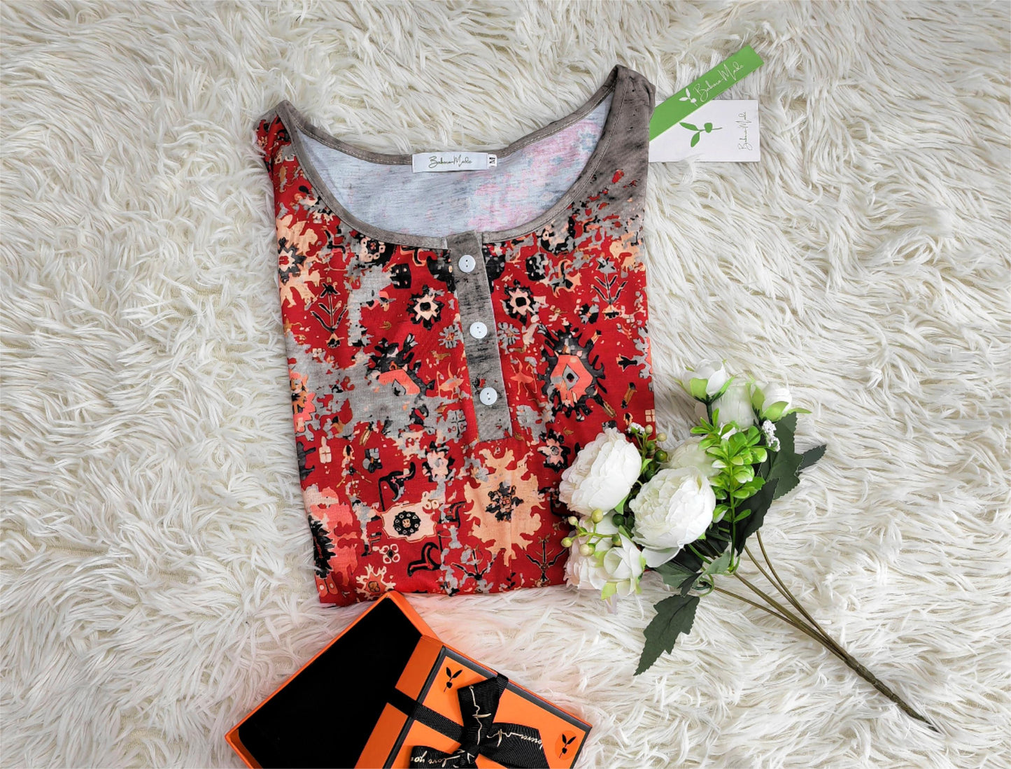 Camisa de manga longa com estampa vintage asteca - padrão de outono