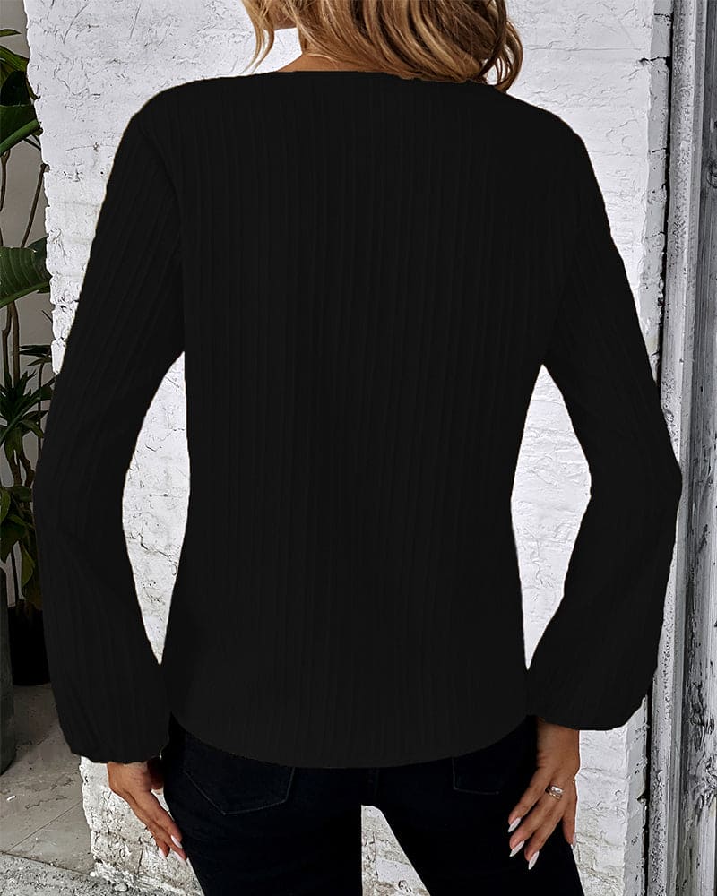 Blusa de manga longa com decote em V - Alina