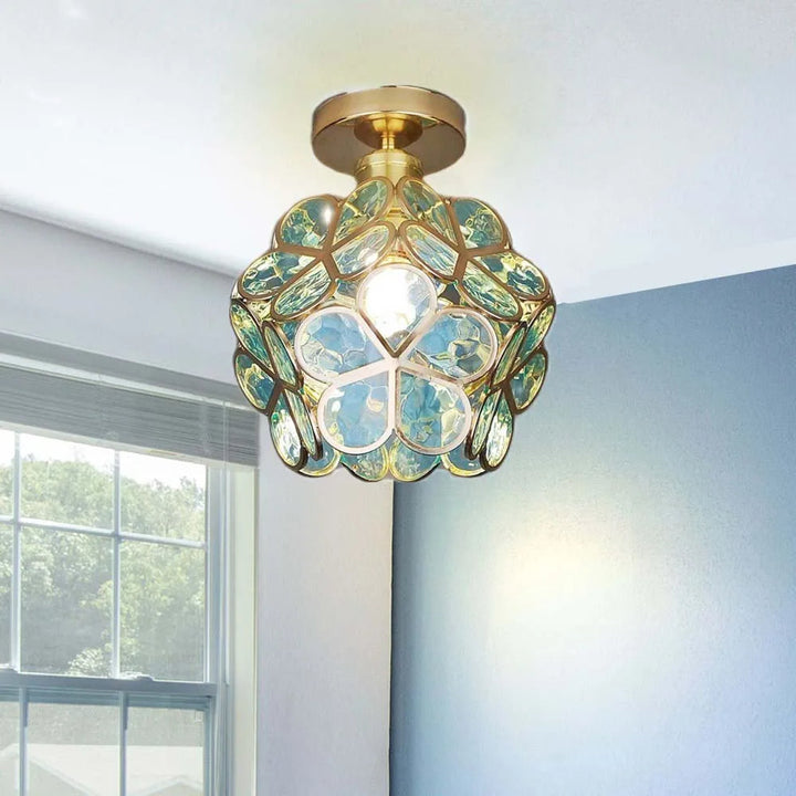 Lustre de teto de vidro artístico com padrão de flores - FlowerHall