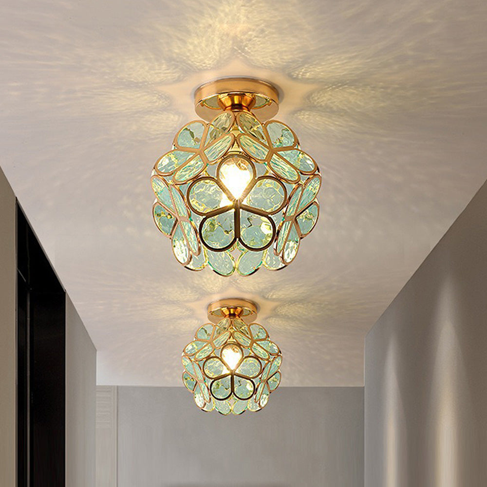 Lustre de teto de vidro artístico com padrão de flores - FlowerHall