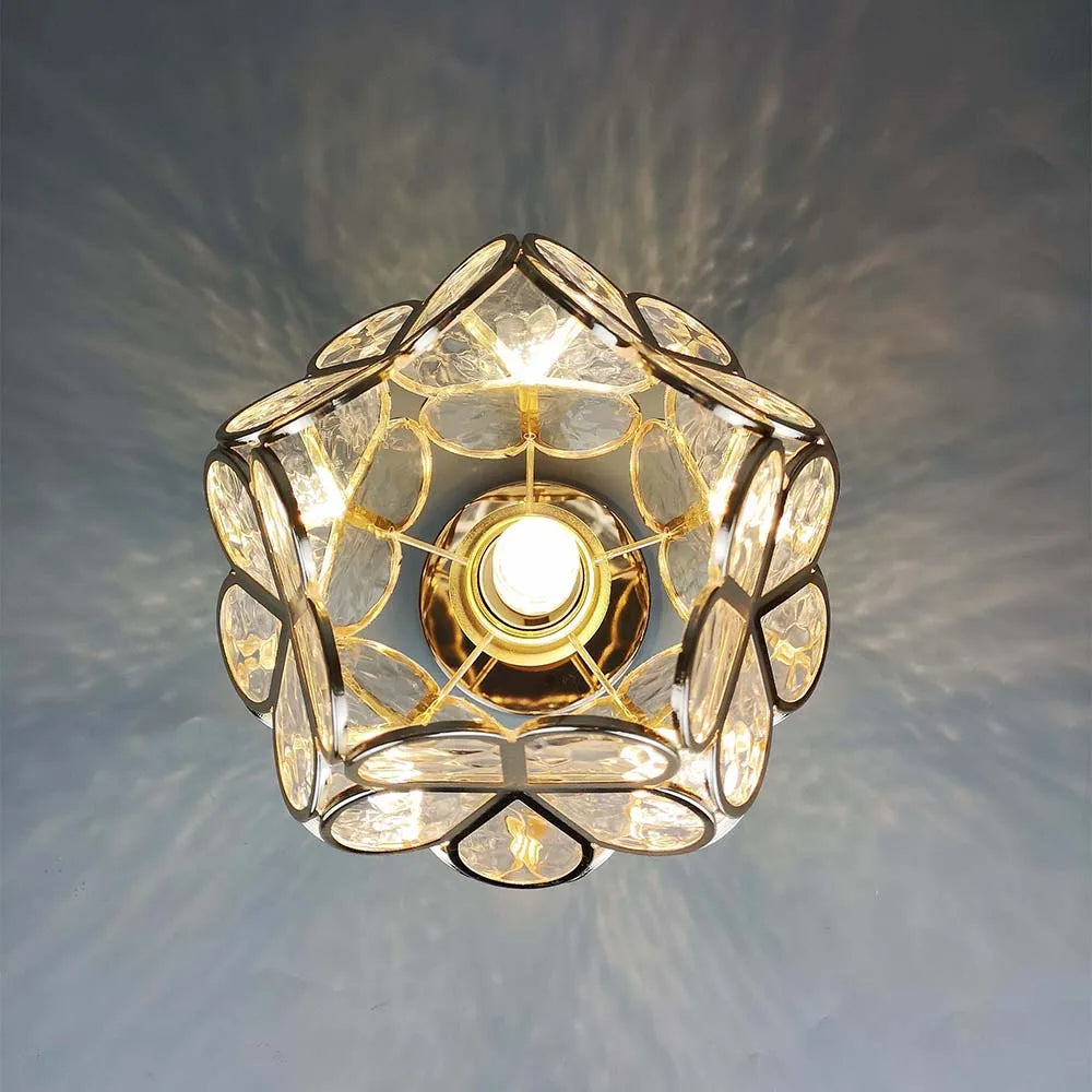 Lustre de teto de vidro artístico com padrão de flores - FlowerHall