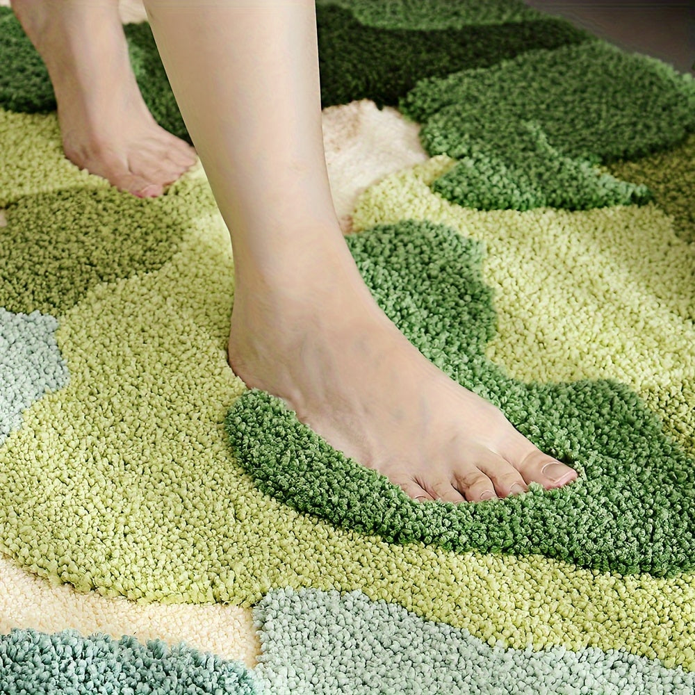 Tapete de banheiro de luxo com motivo de flores, extra macia e absorvente - Florina