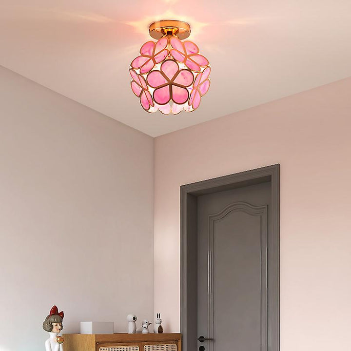 Lustre de teto de vidro artístico com padrão de flores - FlowerHall