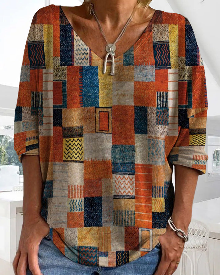Autumnal loosely cut cotton top – Amira