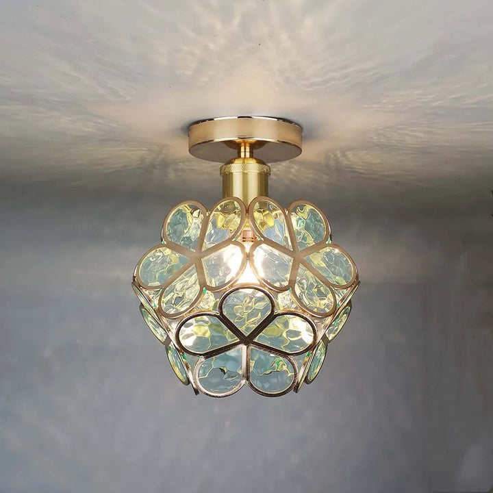 Lustre de teto de vidro artístico com padrão de flores - FlowerHall