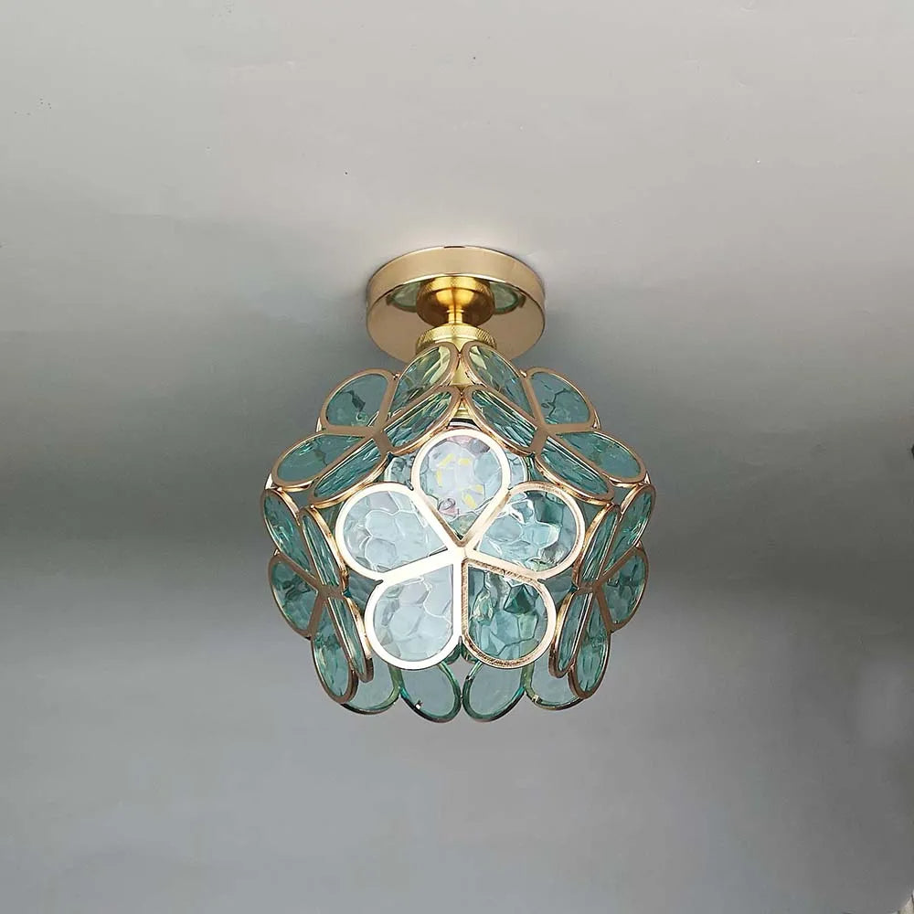 Lustre de teto de vidro artístico com padrão de flores - FlowerHall