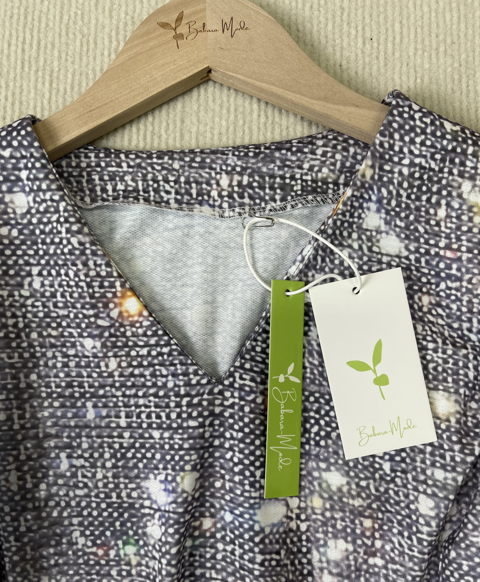 Camiseta de manga longa com decote em V de brilho disco prateado - GlamFrost