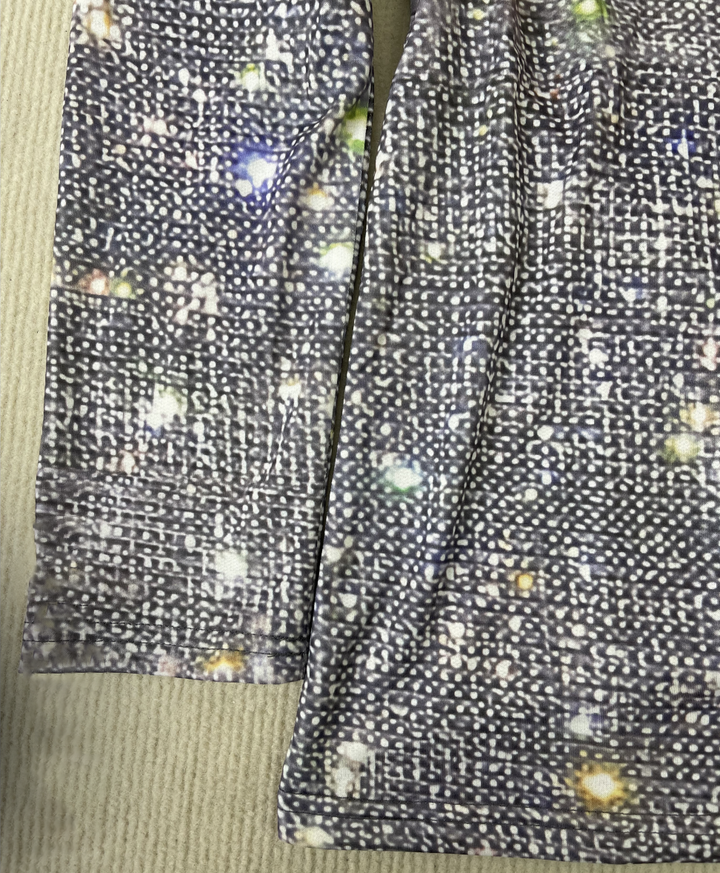 Camiseta de manga longa com decote em V de brilho disco prateado - GlamFrost