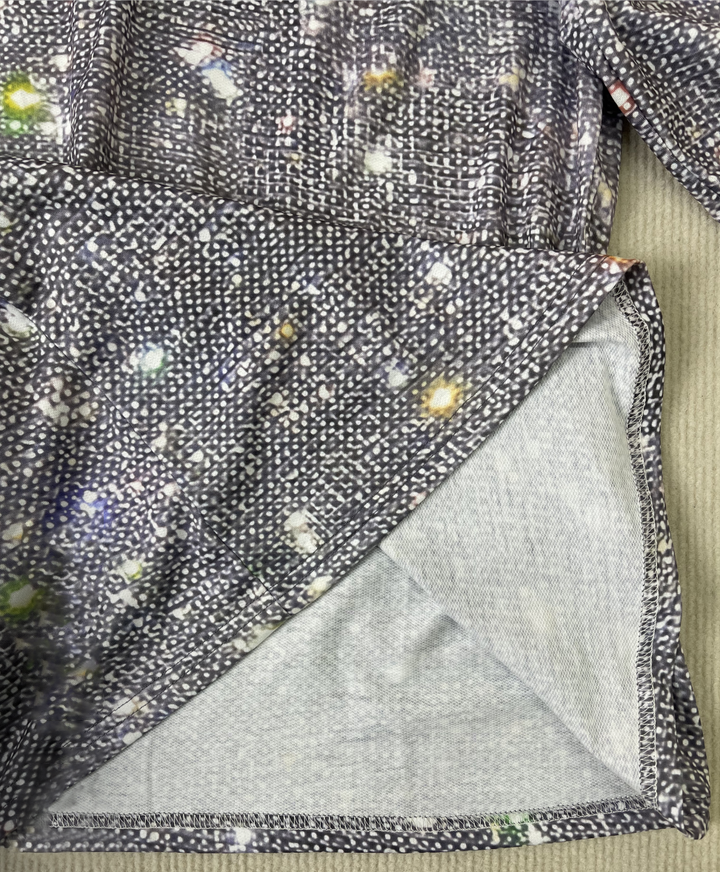 Camiseta de manga longa com decote em V de brilho disco prateado - GlamFrost