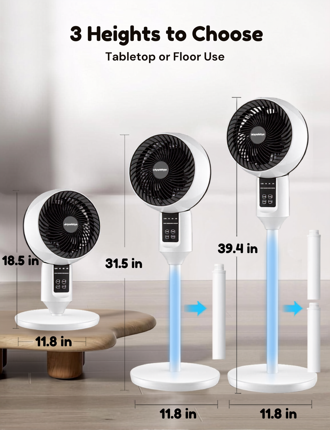 Height-Adjustable Modern Table Fan - Breeziq