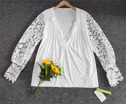 Camiseta de manga longa elegante para mulheres em cor sólida - AutumnGrace