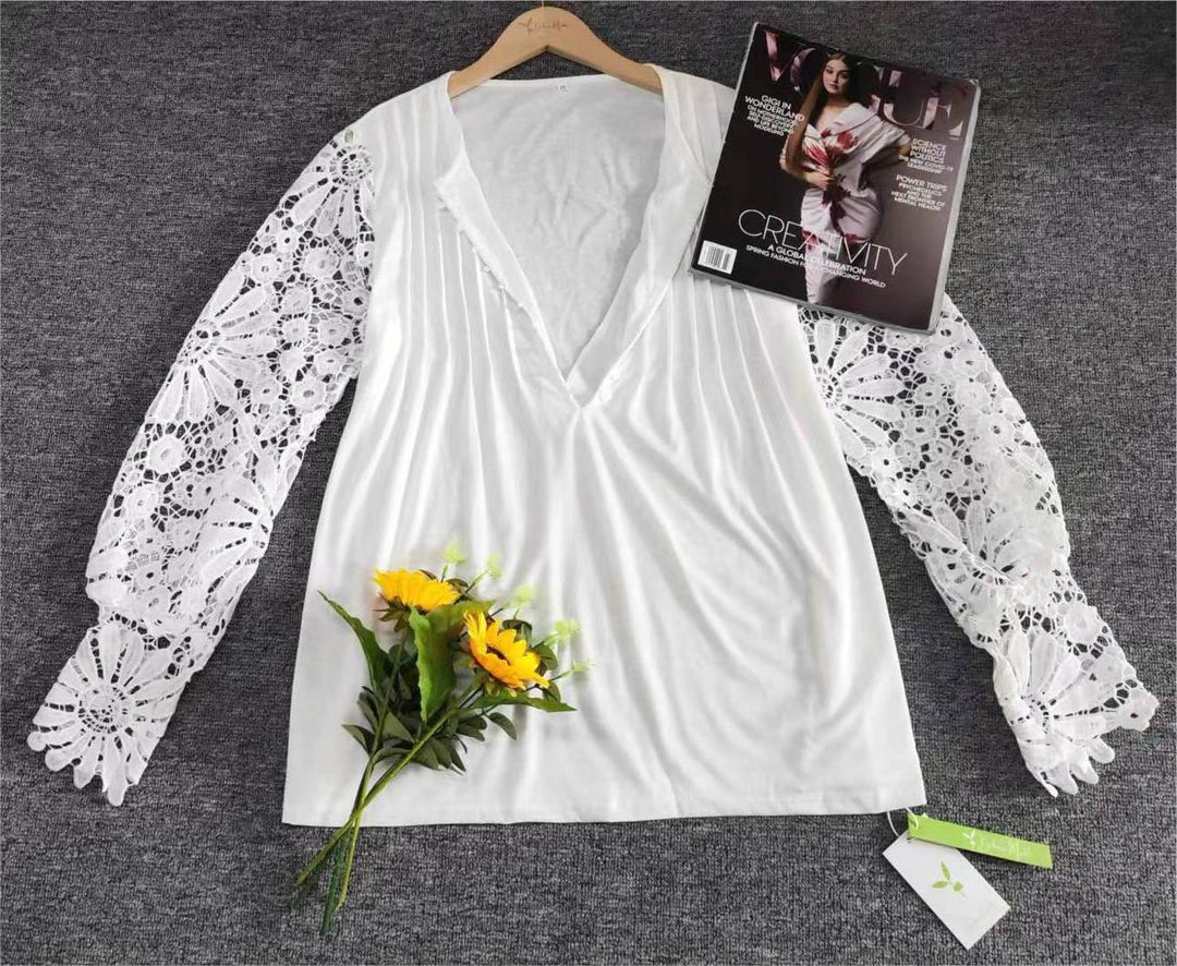 Camiseta de manga longa elegante para mulheres em cor sólida - AutumnGrace