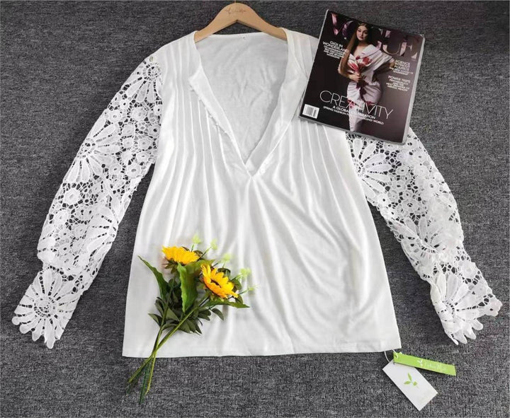 Camiseta de manga longa elegante para mulheres em cor sólida - AutumnGrace