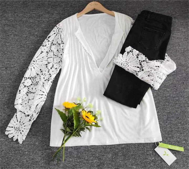 Camiseta de manga longa elegante para mulheres em cor sólida - AutumnGrace