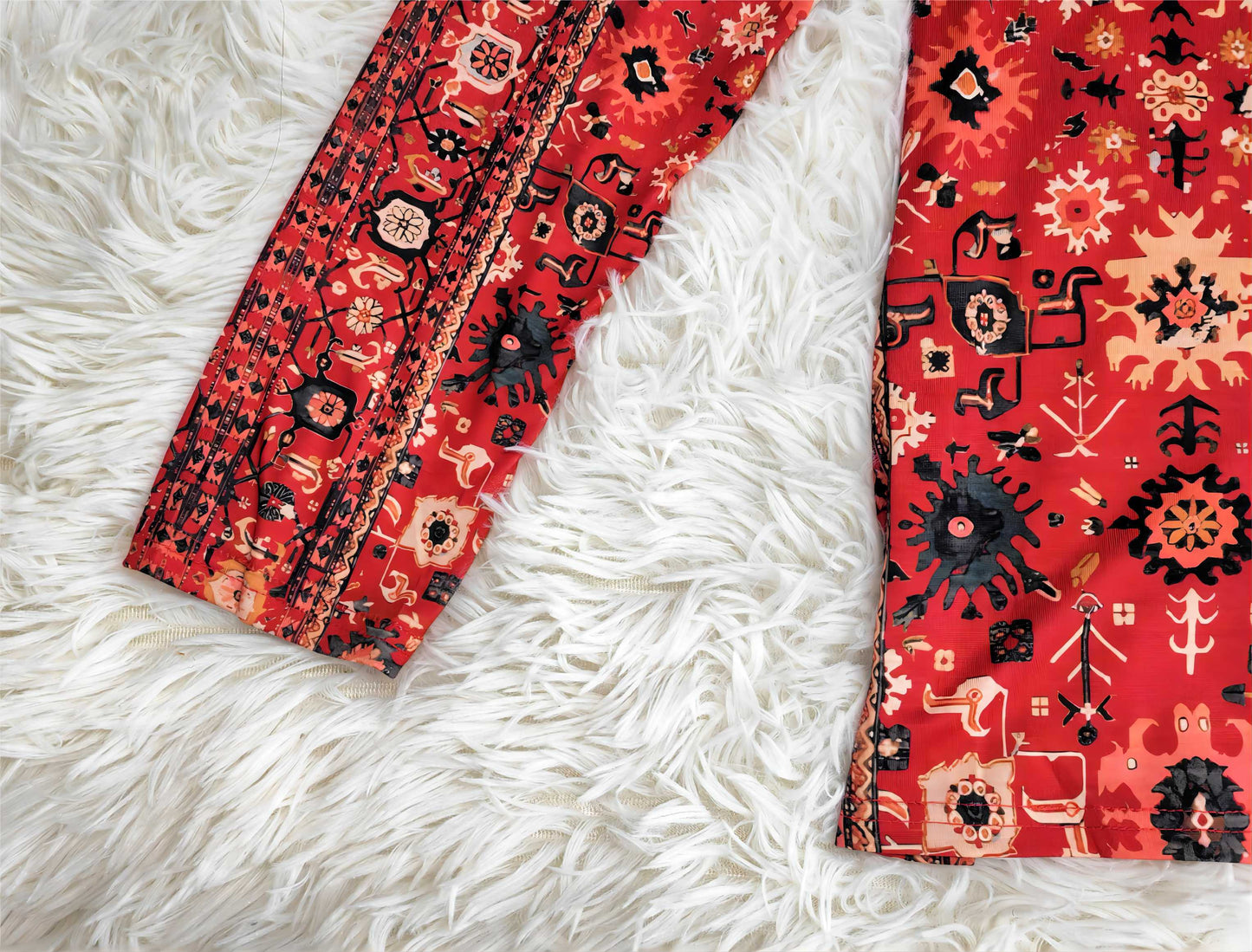 Camisa de manga longa com estampa vintage asteca - padrão de outono