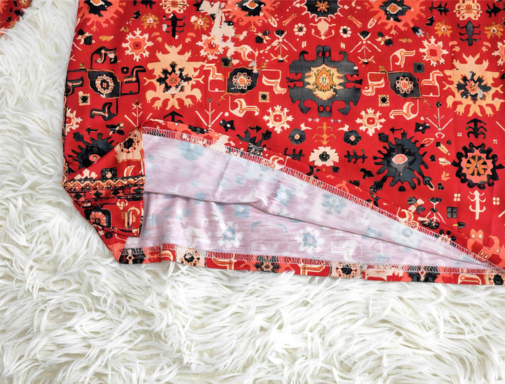 Camisa de manga longa com estampa vintage asteca - padrão de outono