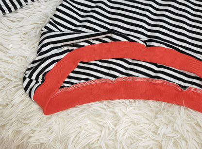 Camisa de manga longa listrada laranja-marinho-branca - OutonoListras