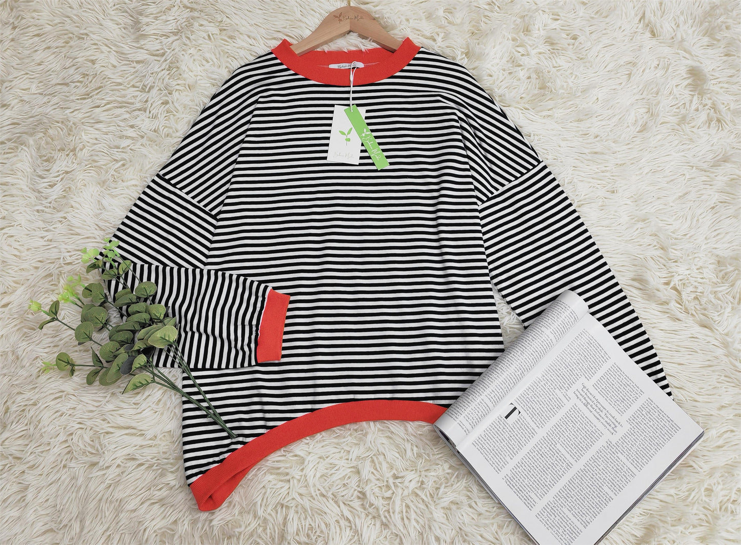 Camisa de manga longa listrada laranja-marinho-branca - OutonoListras