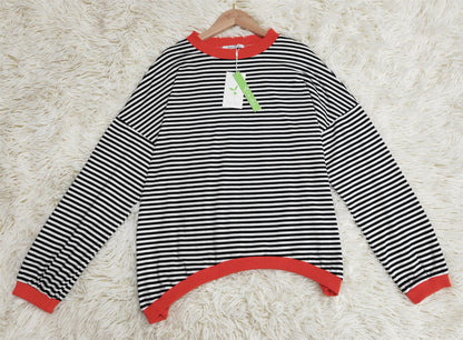 Camisa de manga longa listrada laranja-marinho-branca - OutonoListras