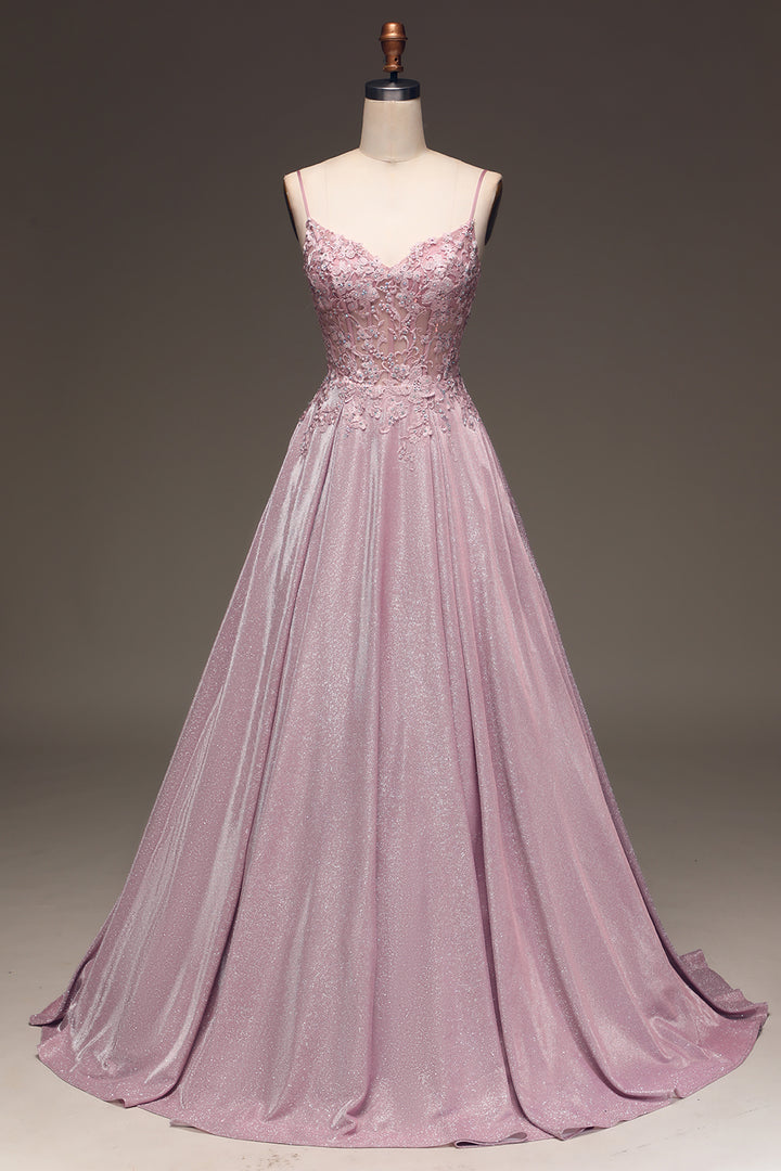 Vestido de baile em A com brilho e cor rubra - Clara