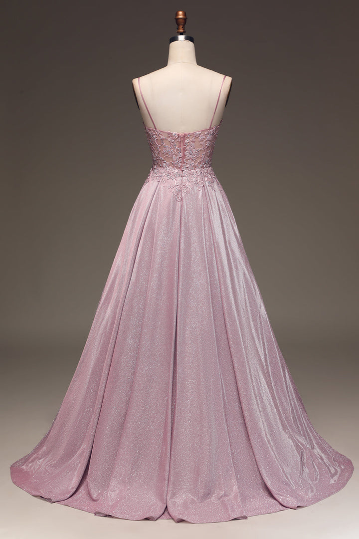 Vestido de baile em A com brilho e cor rubra - Clara