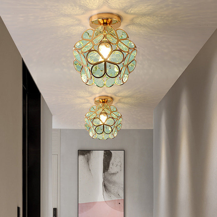 Lustre de teto de vidro artístico com padrão de flores - FlowerHall