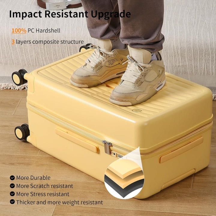 Airline-Approved 20" (50.8 cm) Carry-On Luggage with 3:7 Split & Triple-Layer PC Shell