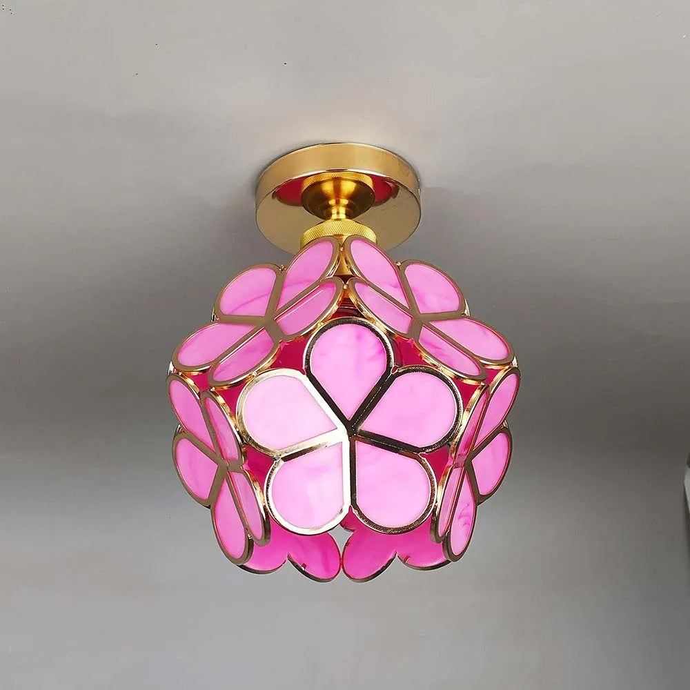 Lustre de teto de vidro artístico com padrão de flores - FlowerHall
