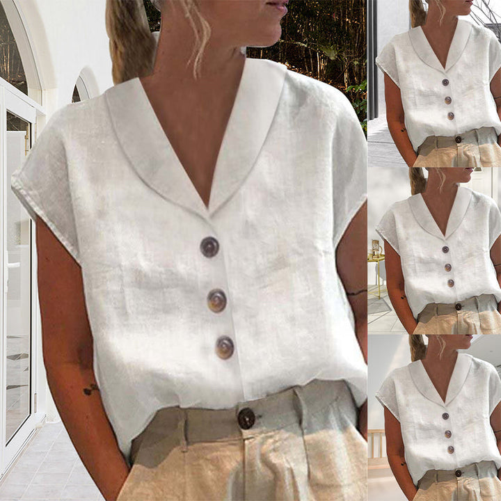 Blusa feminina elegante com colarinho e botões - Vivienne