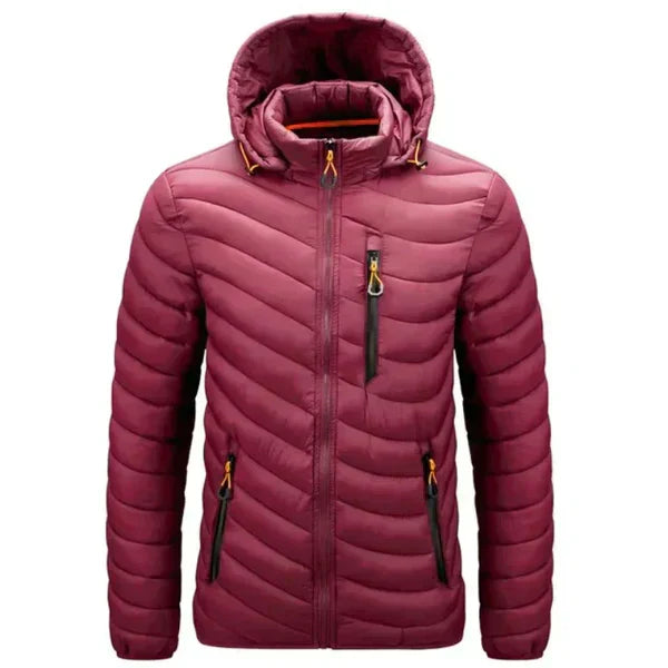 Men's water-repellent down jacket with detachable hood – Alaric