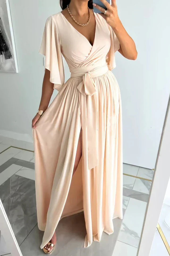 Vestido Maxi Fluido com Fenda Alta | Moda de Verão