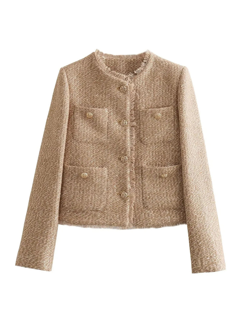 Jaqueta de tweed atemporal e elegante com botões dourados - Anna