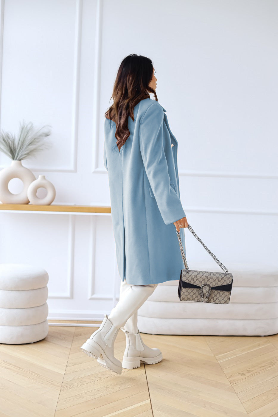Double-breasted women's wool coat – Celina