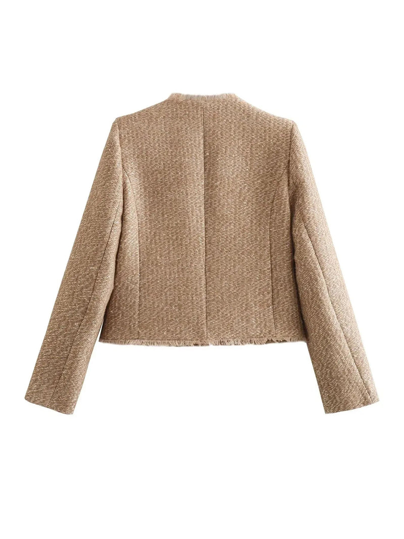 Jaqueta de tweed atemporal e elegante com botões dourados - Anna