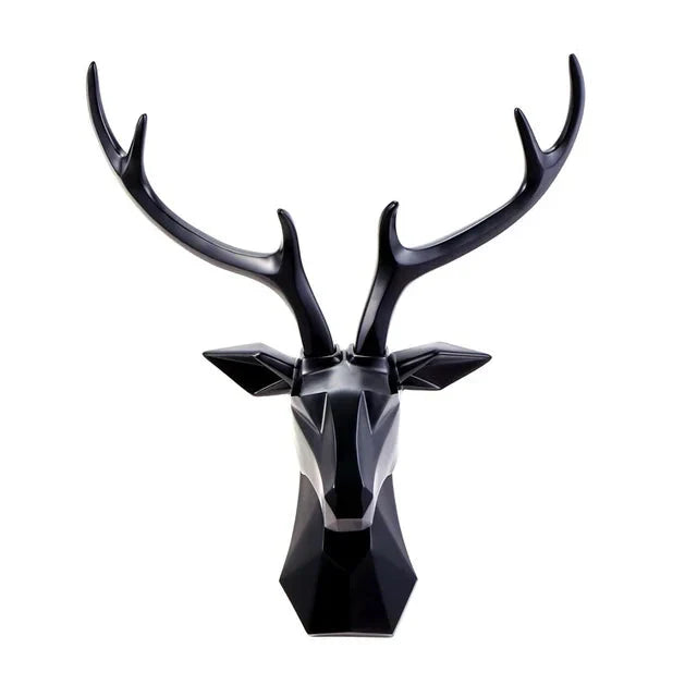 3D Deer Head Sculpture for a Majestic Atmosphere - RegalDeer-Black-D11.81 x H17.72 inches-Nora Luxe