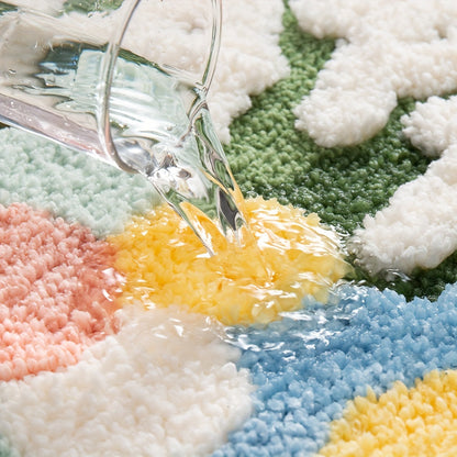 Tapete de banheiro de luxo com motivo de flores, extra macia e absorvente - Florina