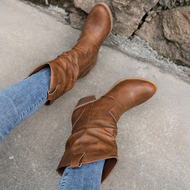 Ladies' Leather Boots with Comfortable Heel – Amara