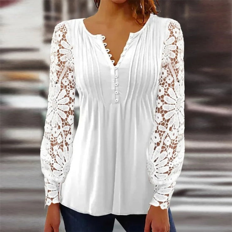 Camiseta de manga longa elegante para mulheres em cor sólida - AutumnGrace
