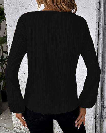 Blusa de manga longa com decote em V - Alina