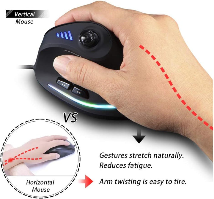 Vertical RGB Gaming Mouse with Joystick and 11 Programmable Buttons – Kryvos