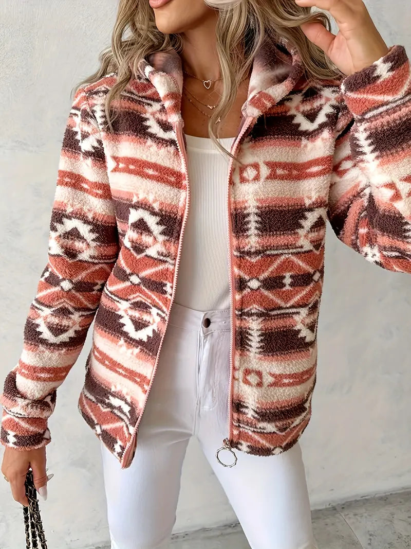 Ladies' Teddy Vest with Aztec Pattern – Nayeli