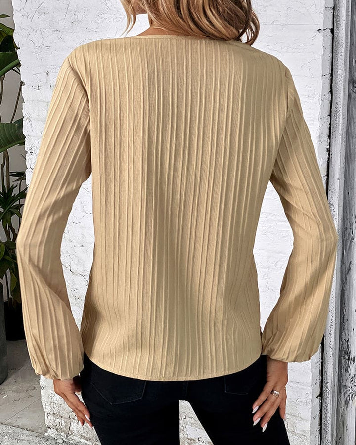 Blusa de manga longa com decote em V - Alina