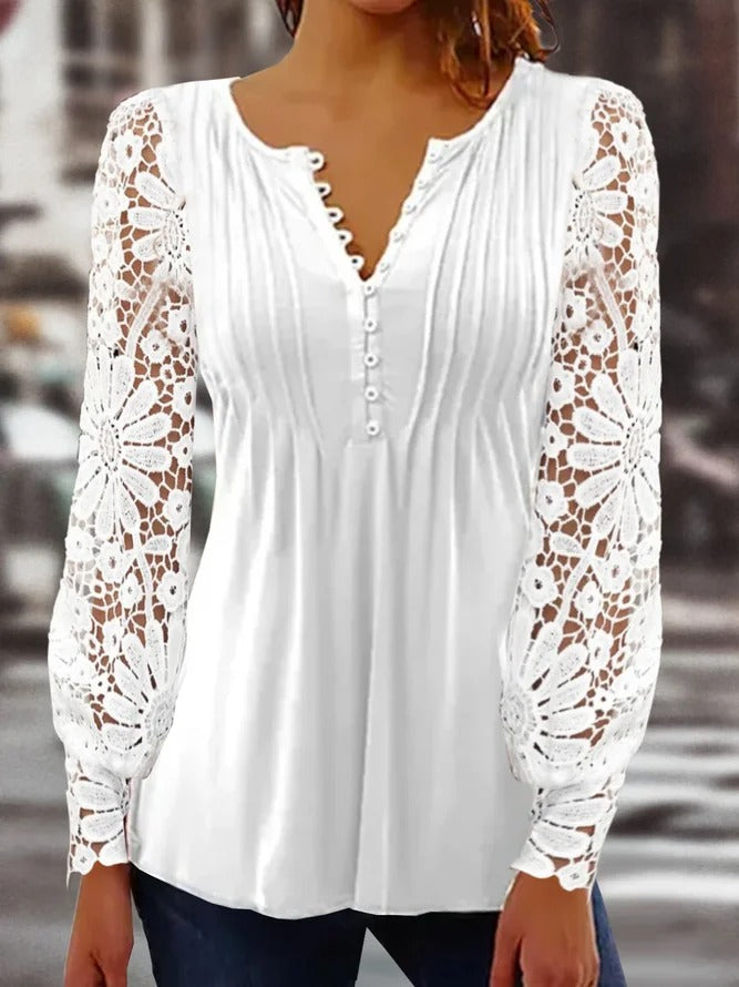 Camiseta de manga longa elegante para mulheres em cor sólida - AutumnGrace