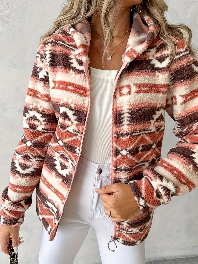 Ladies' Teddy Vest with Aztec Pattern – Nayeli