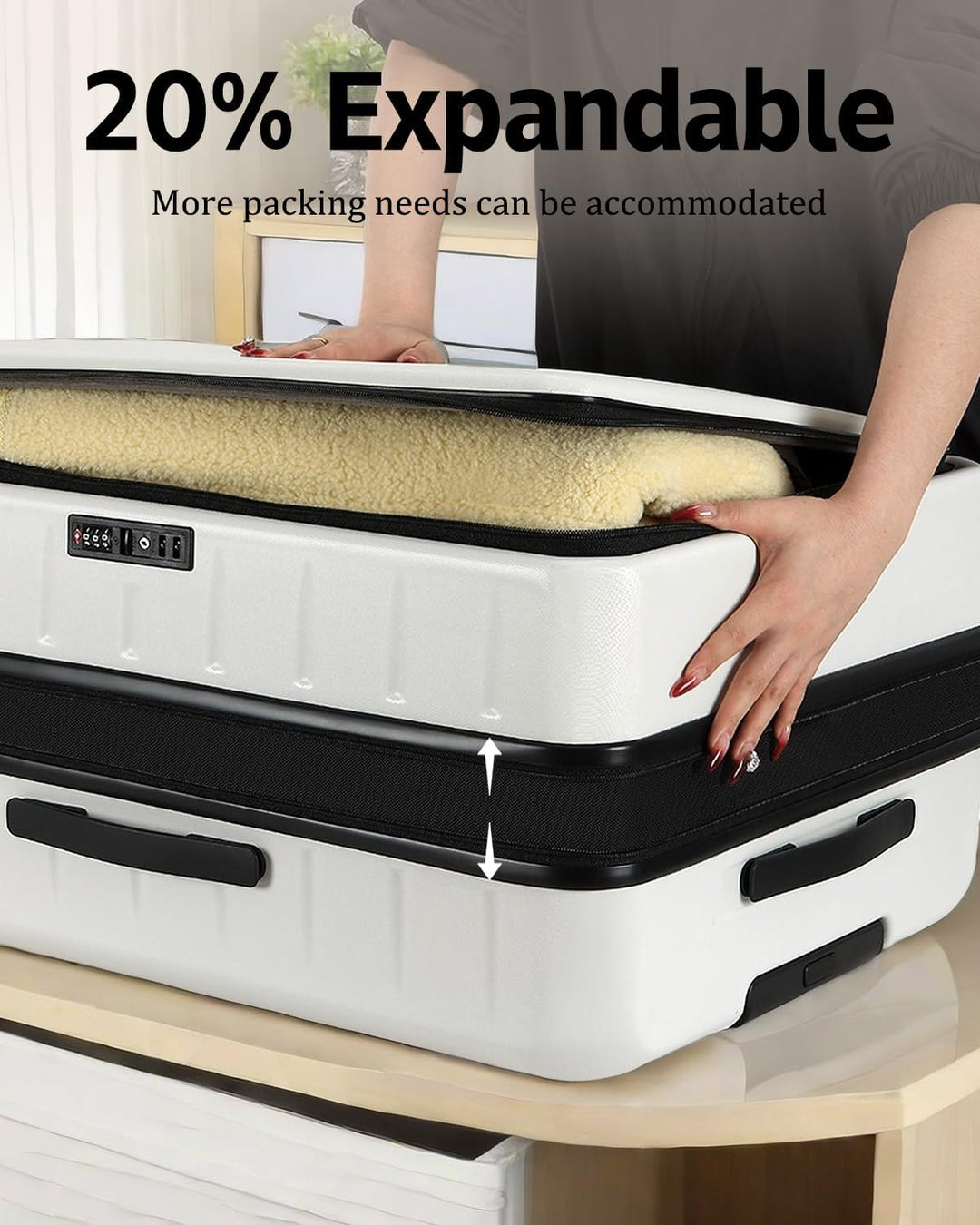Expandable Hard Shell Carry-On with Front Pocket & TSA Lock