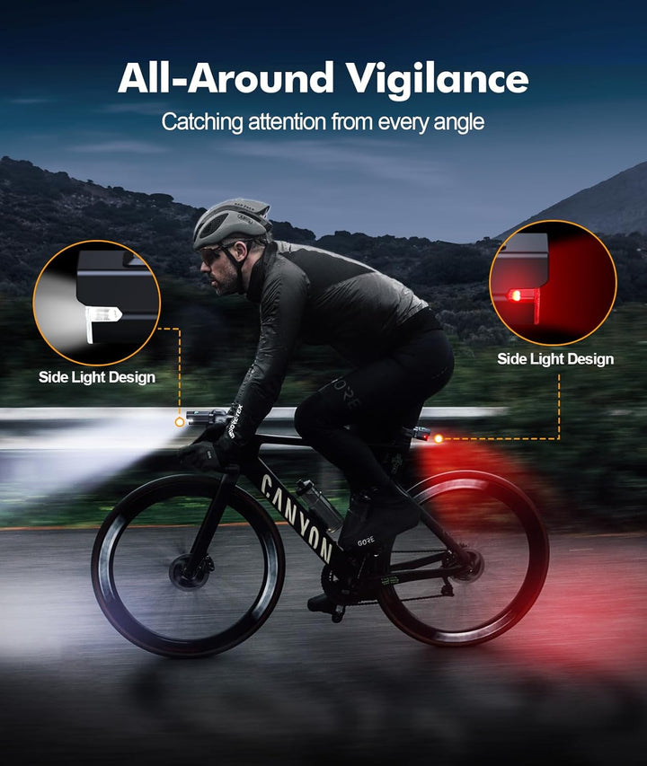 Rechargeable Bike Light Set with 3+6 Modes & Side Lighting – RoadBeam