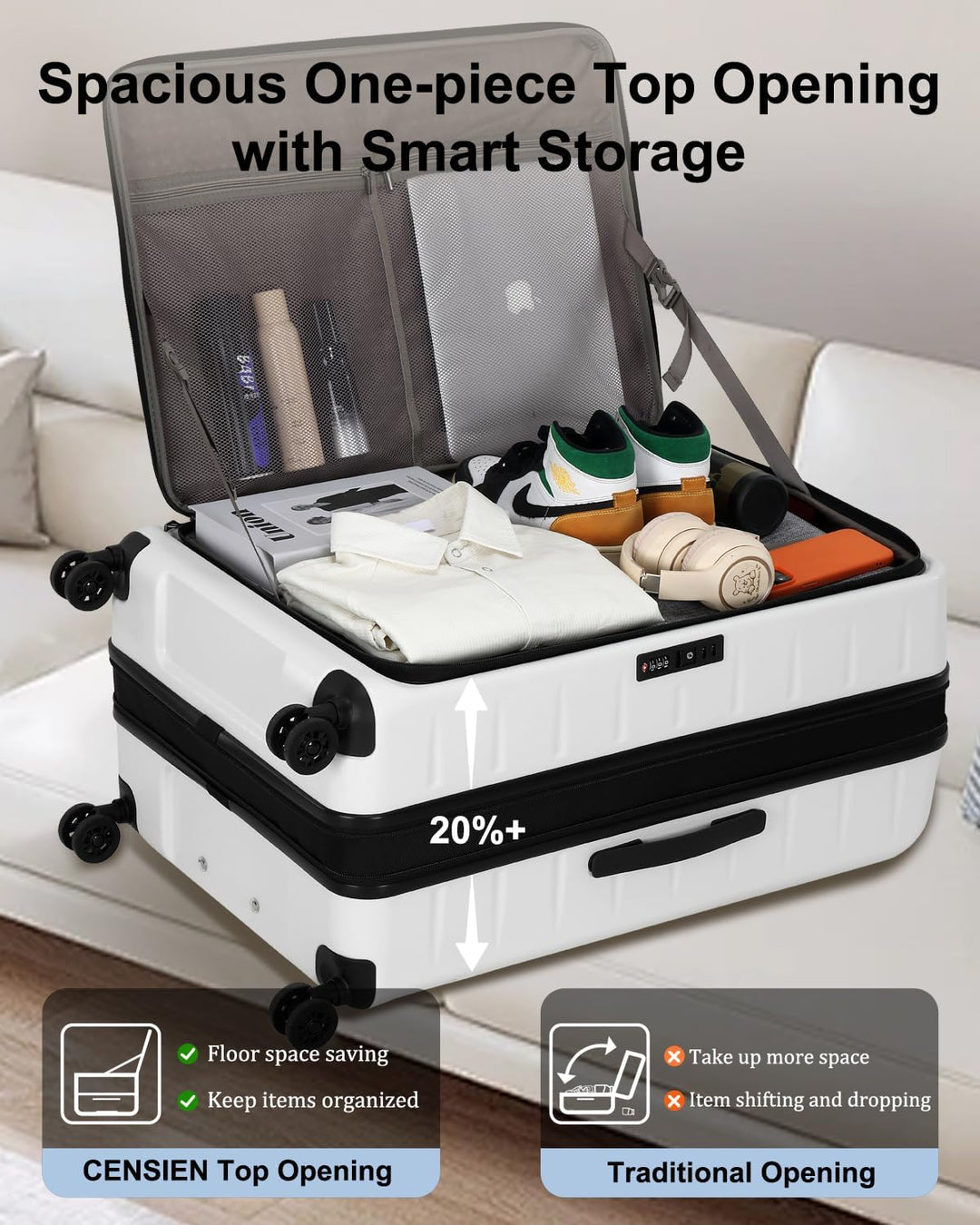 Expandable Hard Shell Carry-On with Front Pocket & TSA Lock