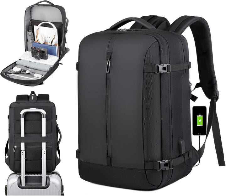40L Expandable Waterproof Travel Backpack with USB Port & 17” (43.18 cm) Laptop Sleeve – AirVoyage