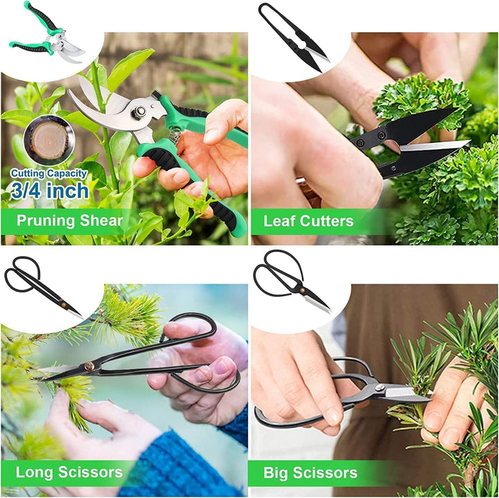 24-Piece Bonsai Tree Care Kit with High-Carbon Steel Tools and PU Leather Bag – Sevora