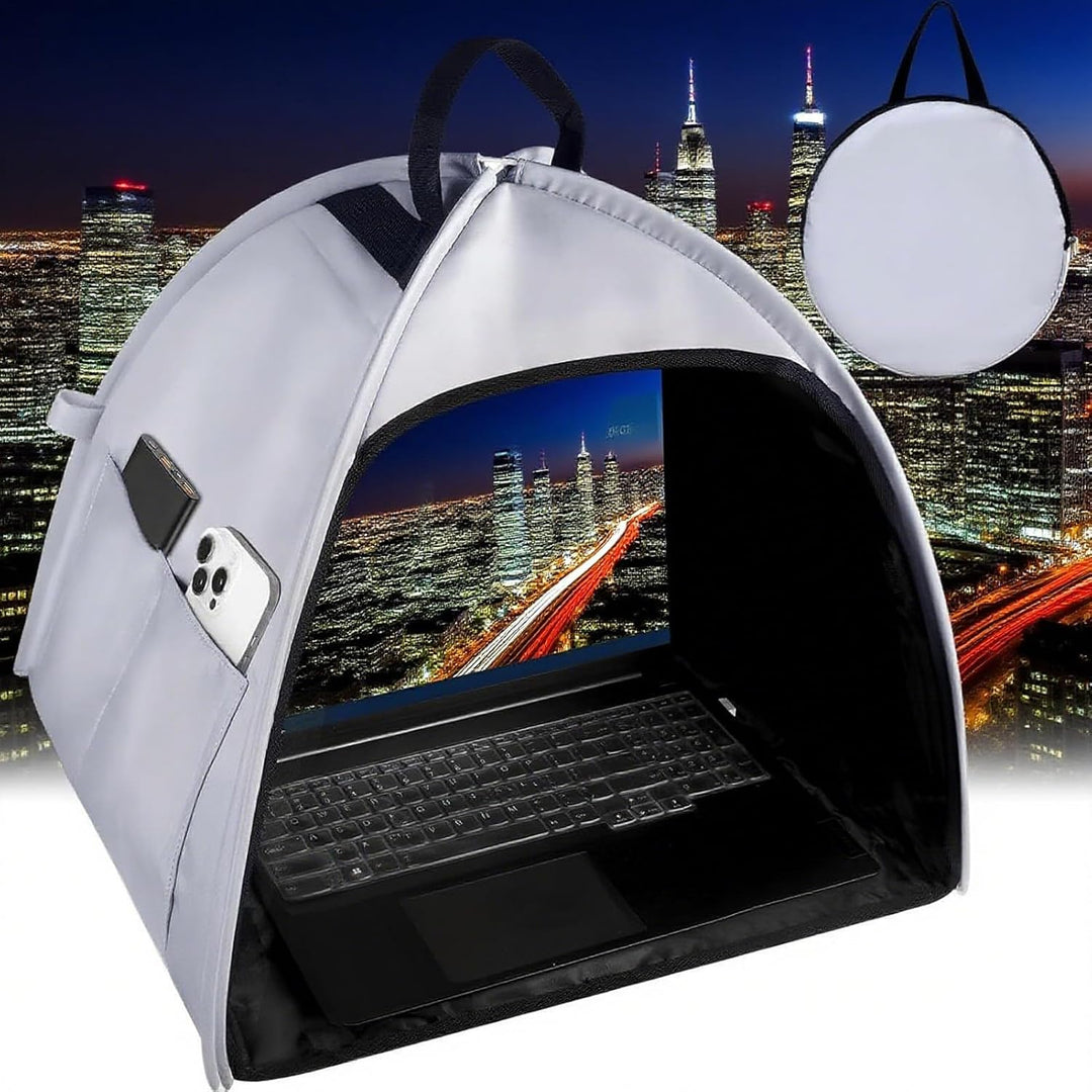 Laptop Sun Shade – Foldable Anti-Glare Privacy Tent for 13–16" Devices – Travory